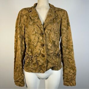 Johnny Was Tan Floral Blazer L